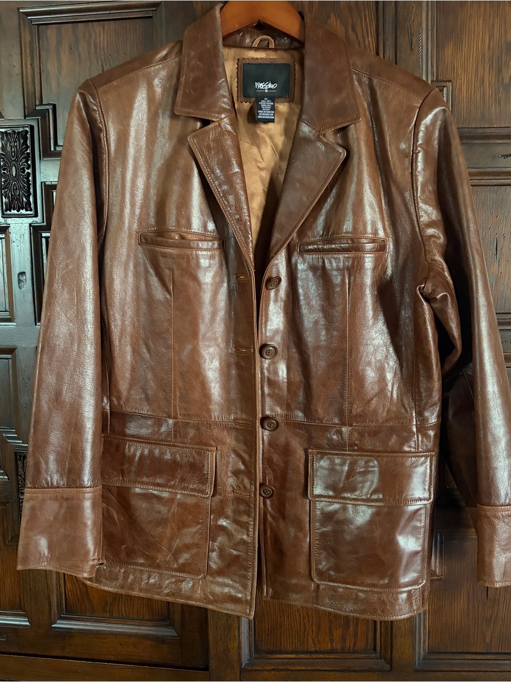 Vintage Mossimo Brown Leather Blazer Jacket Size XL – Soft Genuine Leather
